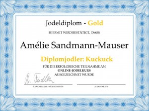 Jodeldiplom Amelié Sandmann-Mauser